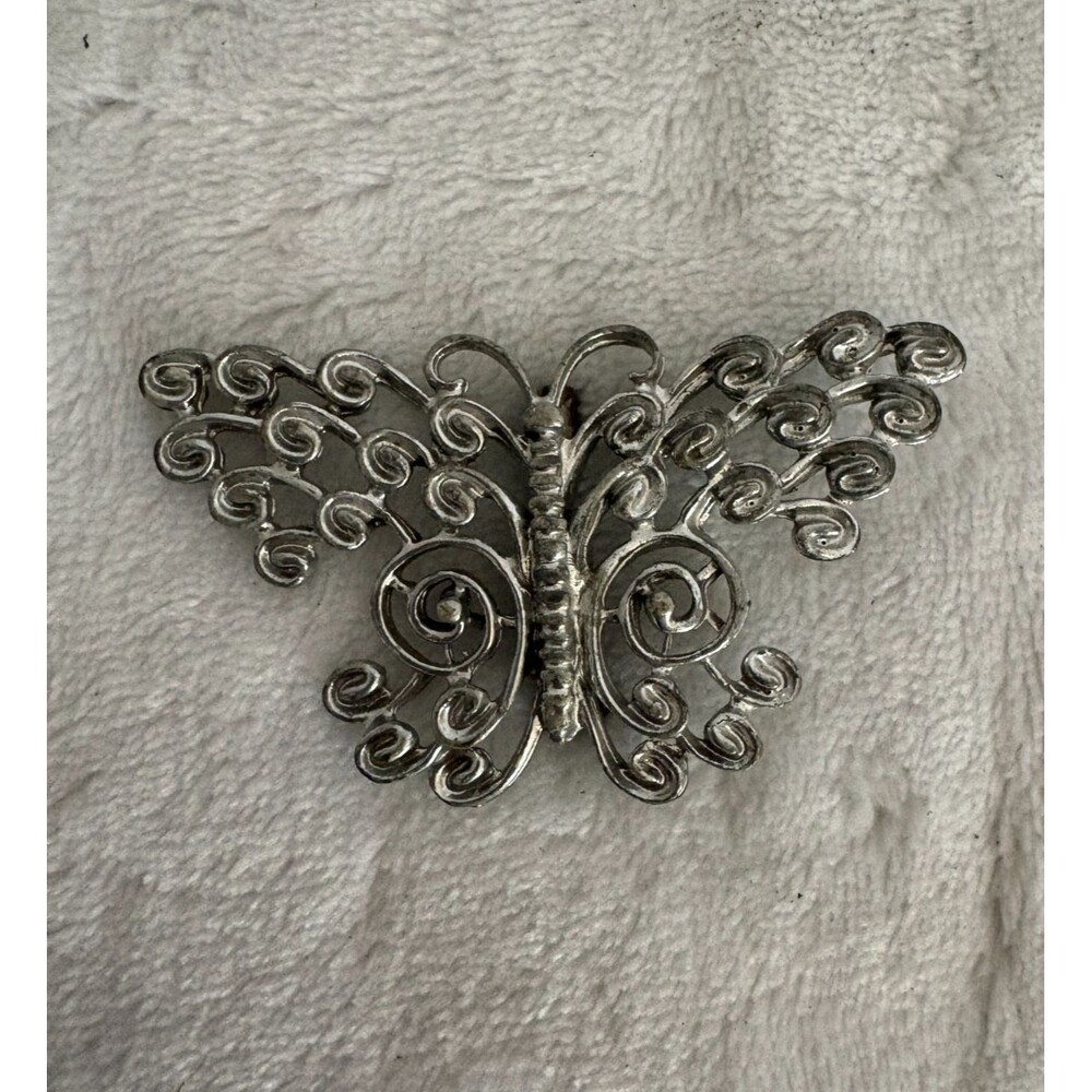 Vintage Silver-Tone Filigree BUTTERFLY Brooch/Pin